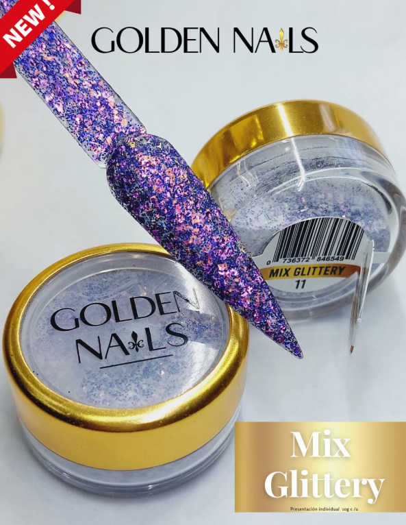 MIX GLITTERY #11 GOLDEN NAILS